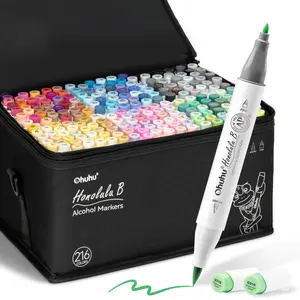 Ohuhu Alcohol Markers: Brush&Fine Dual Tips - 104 Colors & 216 Colors - Double Tipped Art Marker Set for Artists Adults Coloring Sketch Illustration - 104+216=320 - Refillable Ink - Honolulu B Series of Ohuhuart - Valentine's Day Gift