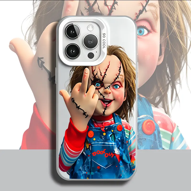 Chucky Creepy Gesture Pattern TPU phone case for iPhone 17 Air 16 Pro Max 15 14 Plus 13 12 11 XR XS Samsung Galaxy S26 S25 Ultra S24 S23 S22 Plus S21 stylish camera protection Shockproof Anti Drop Durable Phone Case.