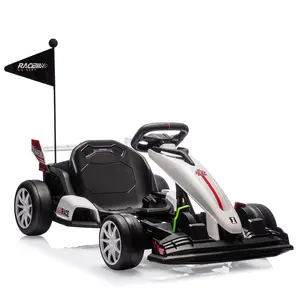 Gaomon 24V Electric Drift Trike Go-Kart, Outdoor Ride-On Toy with Adjustable Seat, Variable Speed Mode, High-Speed Racing Cart for Kids 6+ Years Old - White