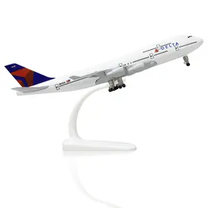 Boeing 747 Delta Airlines 1/300 Diecast Metal Airplane Model with Stand Alloy Display Collectible Plane Kit for Aviation Enthusiast Gift (L:20cm)