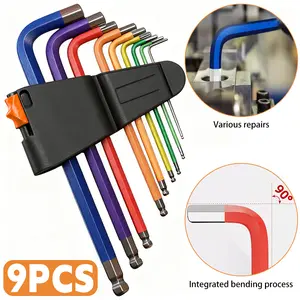 9 Piece  L-Hex with Grip Handle, Ultimate Hex Key Wrench Set Metric 1.5mm to 10mm, Extra Long Arm Allen Key Set with Ball End, Socket Combination Tool, TikTokShopBlackFriday, Christmas Gift