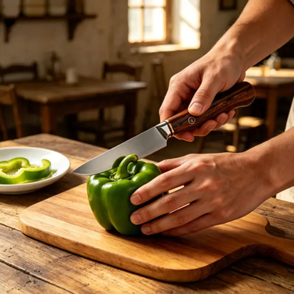 Damascus Fruit Knives, Artisan-Crafted Pocket Knives with Rosewood Handle and Patterned Blade, Sharp Lightweight Portable for Kitchen Camping-Hiking Use
