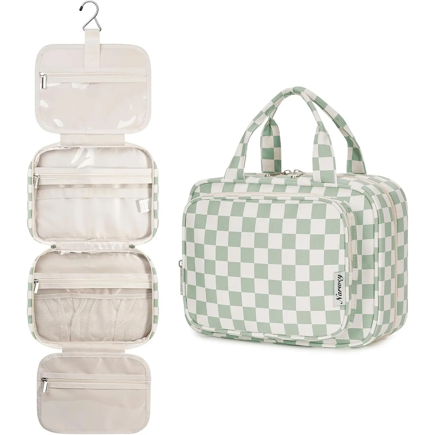Narwey Travel Toiletry Bag for Women Large Hanging Makeup Bag Organizer Toiletries Bag for Full Size Essentials Accessories Cosmetics