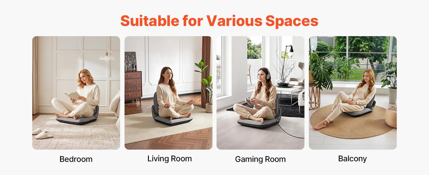 VEVOR Floor Chair, 5 Adjustable Positions Folding Floor Gaming Chair with Ergonomic Back Support, Sturdy Metal Frame with Recycled Foam and Linen Fabric, Multifunctional for Reading, Relaxing, Gray VEVOR Floor Chair, 5 Adjustable Positions Folding Floor Gaming Chair with Ergonomic Back Support, Sturdy Metal Frame with Recycled Foam and Linen Fabric, Multifunctional for Reading, Relaxing, Gray