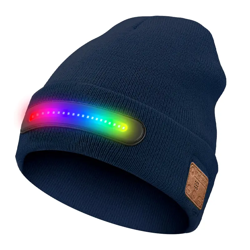 Cozy Bluetooth Beanie with Light, Unisex USB Rechargeable 4 LED Fashlight, Fashionable Hat with Cordless Headphones, Black, Free Delivery outdoor hat