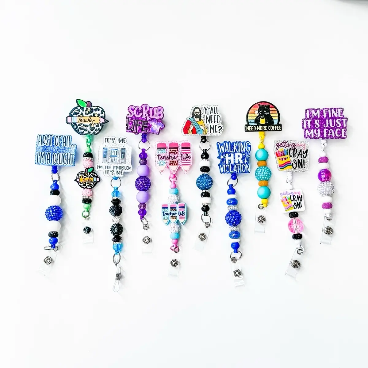 Beaded Retractable Badge Reel Collection 1