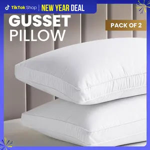 【New Year Deal】Utopia Bedding Gusseted Pillows Set King Queen & Standard Size White Pack of 2 Durable Breathable Soft Memory Foam for Cozy Sleep Hotel Quality