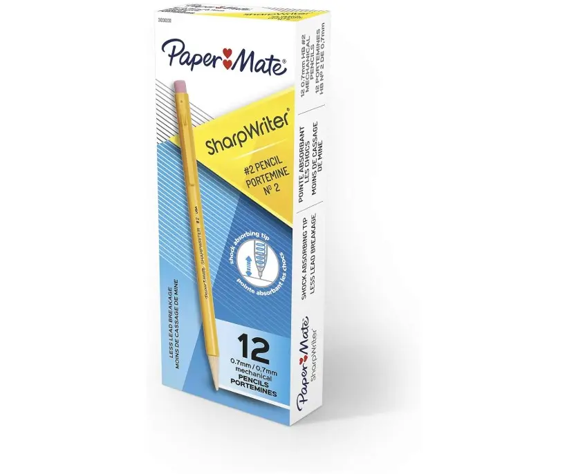 Paper Mate SharpWriter Mechanical Pencils, 0.7mm, HB #2, Yellow, 12 Count