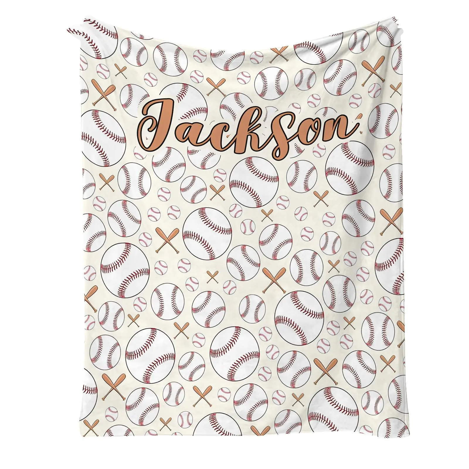 Personalized Polyester Fleece Blanket - Custom Name, Baseball Motif, 2D Flat Print, Multi-Size - Ideal for Commemorative Gifts, Special Occasions