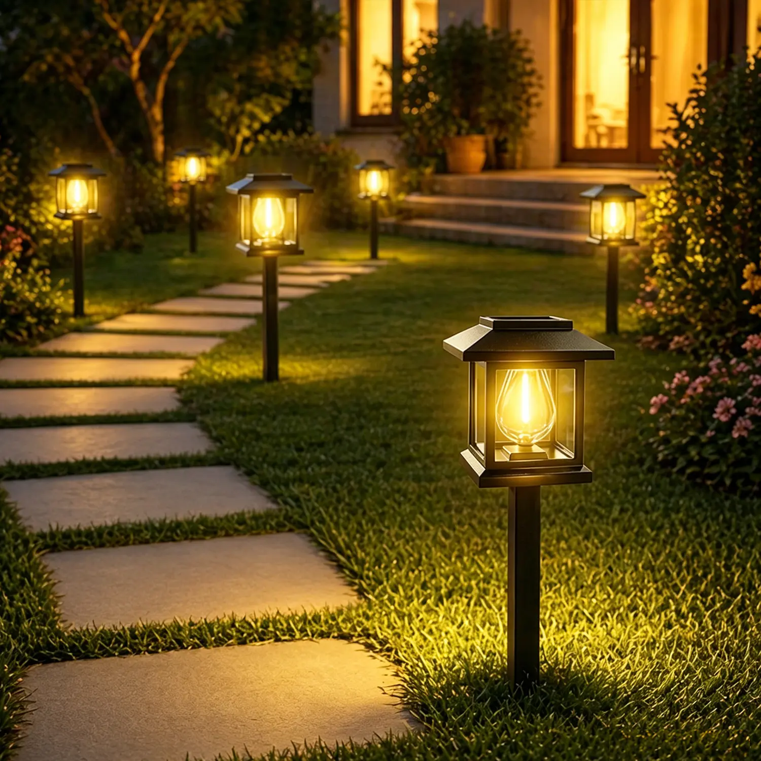 summerwins Segrass Solar Pathway Lights Outdoor, 2-14 Pack 3000K Waterproof Auto On/Off Decorative Solar Lights for Garden, Driveway Home Improvement Outdoor Lighting, Decorative Solar Lights Outdoor