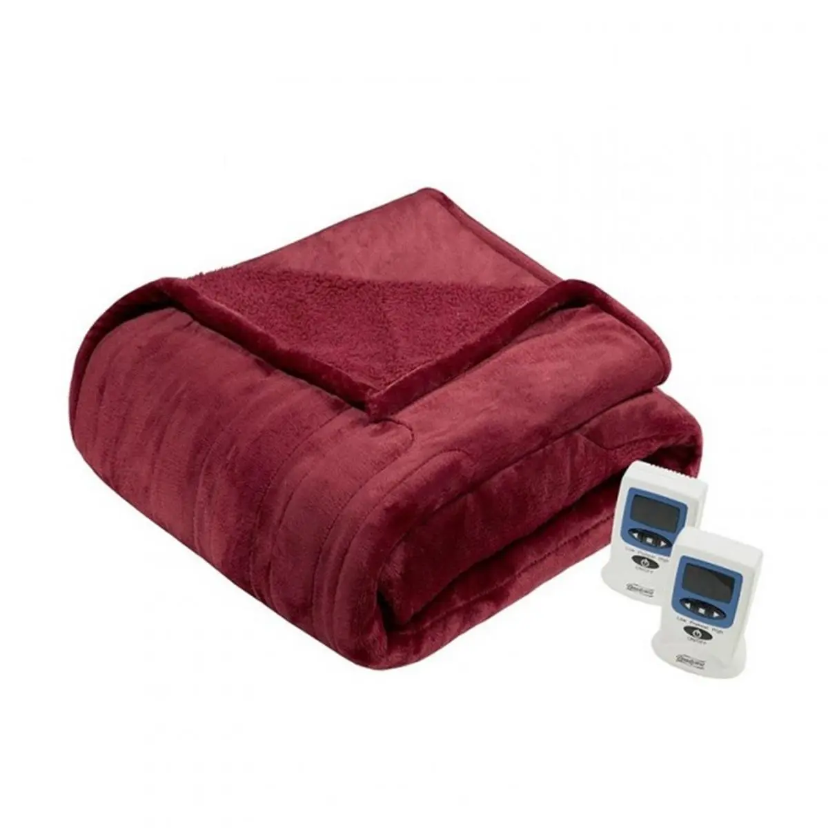 Beautyrest BR54-0392 Heated Microlight-to-Berber Blanket - Red, King Size, Luxury Look, Comfy and Cozy Heated Blanket, Heated Blankets