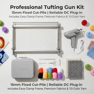 Clawlab H1 Tufting Kit — All in One Rug Tufting Machine, Beginner Kit, Starter Kit with 550g Ultra-Light Machine, Quiet Motor DIY Rug Tufting for Home Lightweight Electric Rug Beginner Machine for Starter, No-Nail Frame, Yarn & Cloth | DIY Home Decor summ