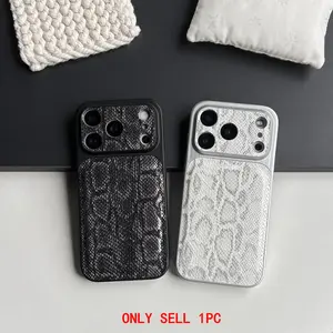 Luxury Fashion Silver White Silver Black Snake Skin Texture imitation Leather Protective Phone Case Cover Protector For iPhone 17 16 15 14 Pro Max