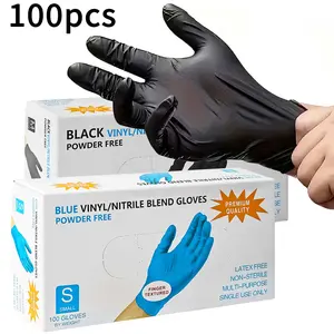 100pcs Black Composite Nitrile Gloves - Disposable Gloves, Suitable for Kitchen, Dishwashing, Home Cleaning, Household, Handheld, Latex Free, Suitable for Indoor and Outdoor Use, Kitchen Cleaning Gloves nail Gloves tools