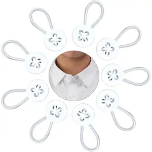 9 count  Extenders for Mens Shirts, Button Extender for Dress Shirts  Extender Soft Elastic  Button Extenders(White)