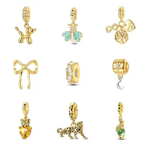 MULA Gold Pendant Collection - 925 Silver-plated pendant, 18K gold plated, inlaid with cubic zirconia, suitable for Pandora bracelets and necklaces, an ideal gift for women and girls