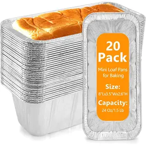 Mini Loaf Pans 1Lb 20-Pack, Foil Heavy Duty Disposable Bread Baking Pan Bread Tins for Baking Cakes, Breads,Meatloafs Size-8"x 3.5" x 2.5" (20 Packs)