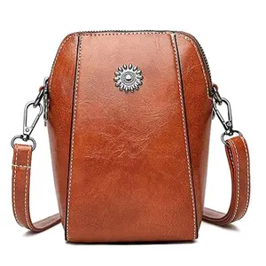 Leather Crossbody Purses for Women, Soft & Durable Ladies Sling Handbag, 100% Oil-Rich PU Leather, Adjustable Strap, Large Capacity & Zip Pocket