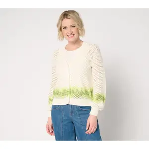 Peace Love World 100% Cotton Open-Stitch Cardigan