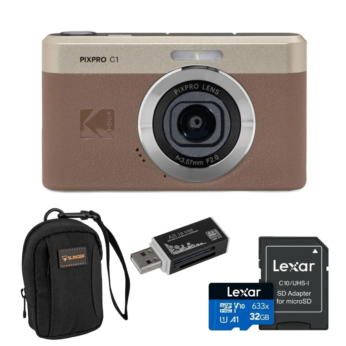 Kodak PIXPRO C1 Vintage Friendly Zoom Digicam - 13MP, Full HD Digital Camera, Rechargeable, Screen, Protective Lens, Digicam Aesthetic