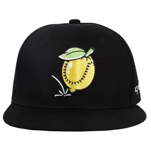 Baseball Cap Flat Brim Hat, Embroidered Lemon Truck Outdoor Sport Hat Adjustable Snap-back Dad Cap Black And Teal Hip Hop Cap For Men Women