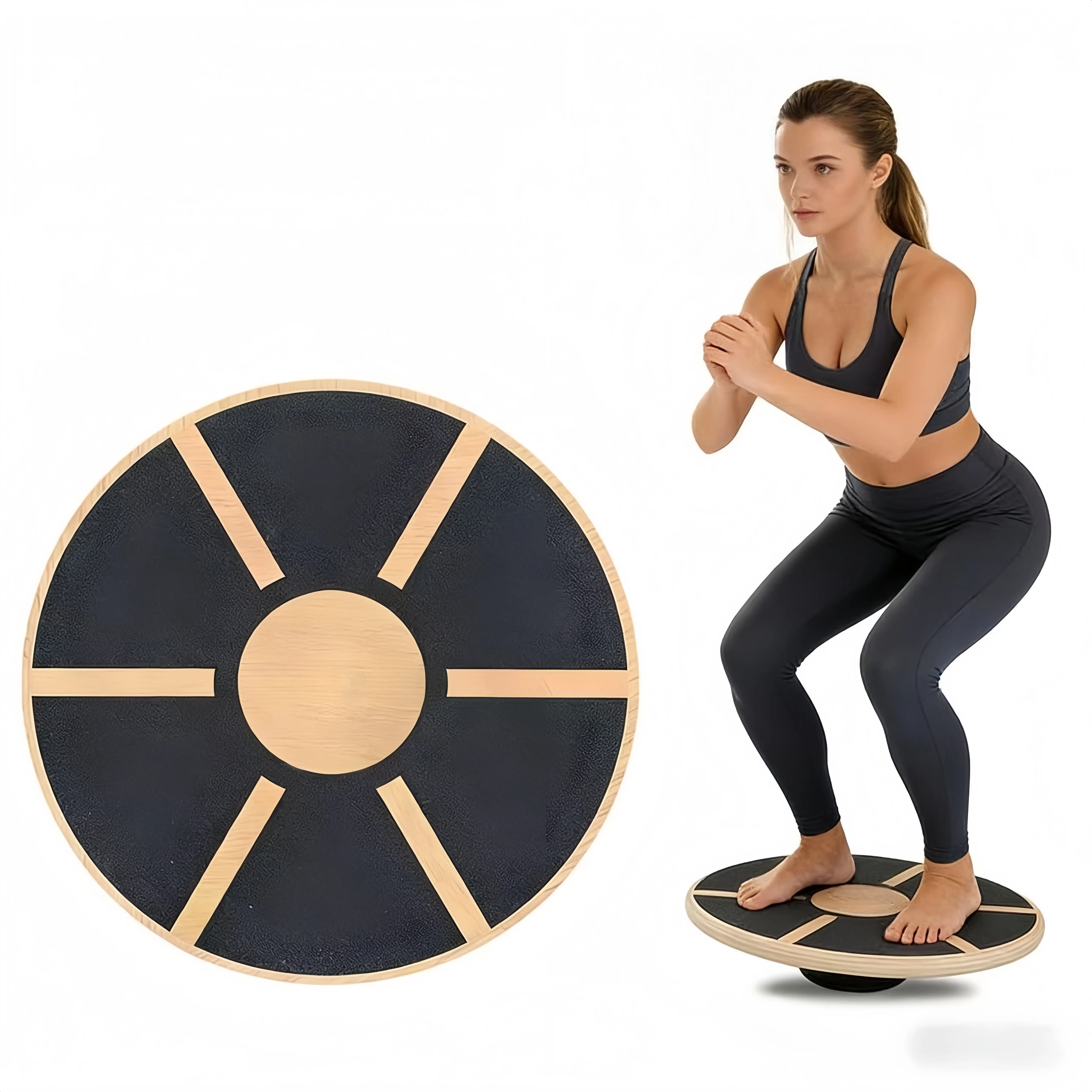 Versatile Wooden Wobble Balance Board, Balance Trainer for Mobility Training-Core Training,360-degree rotation non-slip rehabilitation training & Exercise Balance Stability Trainer