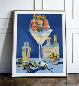 Vintage Dirty Martini Bar Poster- Retro Cocktail Wall Art for Home Bar & Kitchen Decor