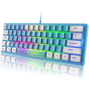 ZIYOU LANG K61 60% RGB Gaming Keyboard, 62-Key Compact Layout with Rainbow Backlight, 19-Key Anti-Ghosting, Waterproof & Ergonomic Design for PC/Laptop