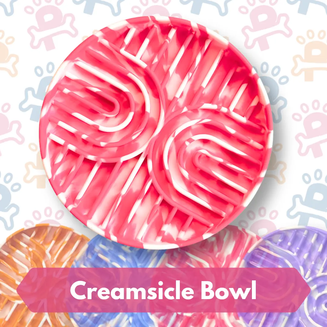 Strawberry Creamsicle Slow Feeder Bowl for Cats and Dogs | Pet Feeding Bowl | Slow Feeder Enrichment