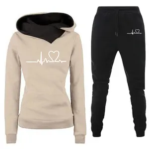 Casual sportswear suit heart rate print women's same style hoodie sweater suit trendy clothes two-piece fashionGiftGift