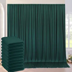 12 Panels 5ft x 10ft Dark Green Backdrop Curtain for Parties Wrinkle Free Polyester Drapes Fabric Decoration for Wedding Birthday Photography Hanging Easy Clean