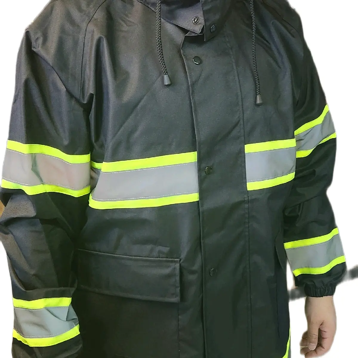 48" Safety Reflective Black Rain Coat /Rain Jacket Waterproof 48" Safety Reflective Black Rain Coat /Rain Jacket Waterproof