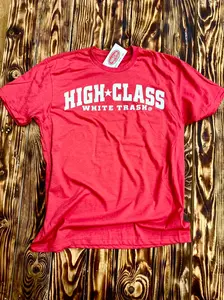 Team High Class White ® Trash Red & White Tee