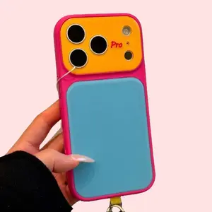 New Simple Dopamine Color-Blocking Fashion Phone Case, Compatible with IP 13, 14, 15, 16, 17 Pro Max