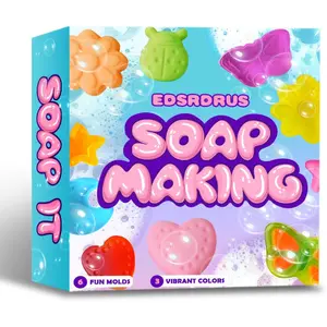 EDSRDRUS Soap Making Kit Series - Soap Making Supplies with Glycerin Soap Base, Silicone Molds, Fragrance Oils, Pigments & More (Colorful Beginner Soap Making Kit)
