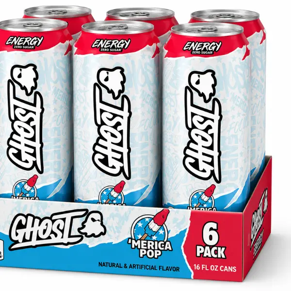 GHOST 0 Sugar Energy Drink – 'Merica Pop Flavor, Refreshing Energy Beverage