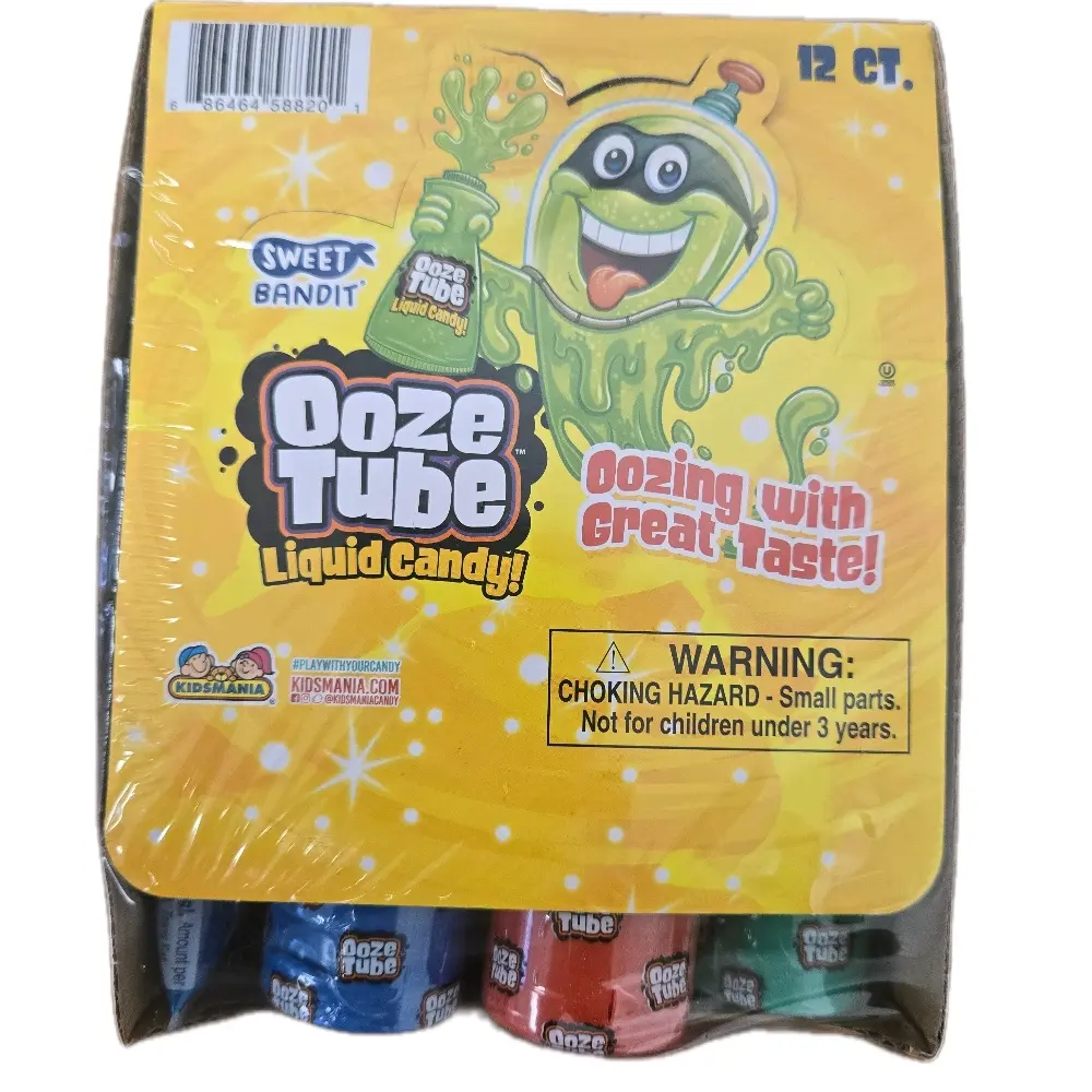 Sweet Bandit Ooze Tube Liquid Candies, 12-Count Assorted Flavors, Kids' Fun Snack Pack