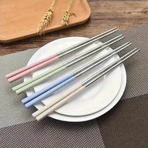 Stainless Steel Chopsticks, 4 Pairs Reusable Non-slip Chopsticks, Dishwasher Safe Chopsticks for Kitchen Home, Restaurant, Dinner Party, Cutlery, Tableware