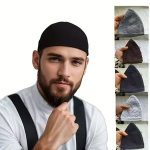 Men's Lightweight Breathable Mesh Arab Prayer Hat - Summer Summer Mubarak Muslim Taqiyah Cap for Ramadan, Eid & Casual Wear, PVC-Coated, Hand Washable, Solid Colors (Black/Grey/Brown/Beige), Religious Headwear |   Arabic Pattern Hat |   Durable Cap