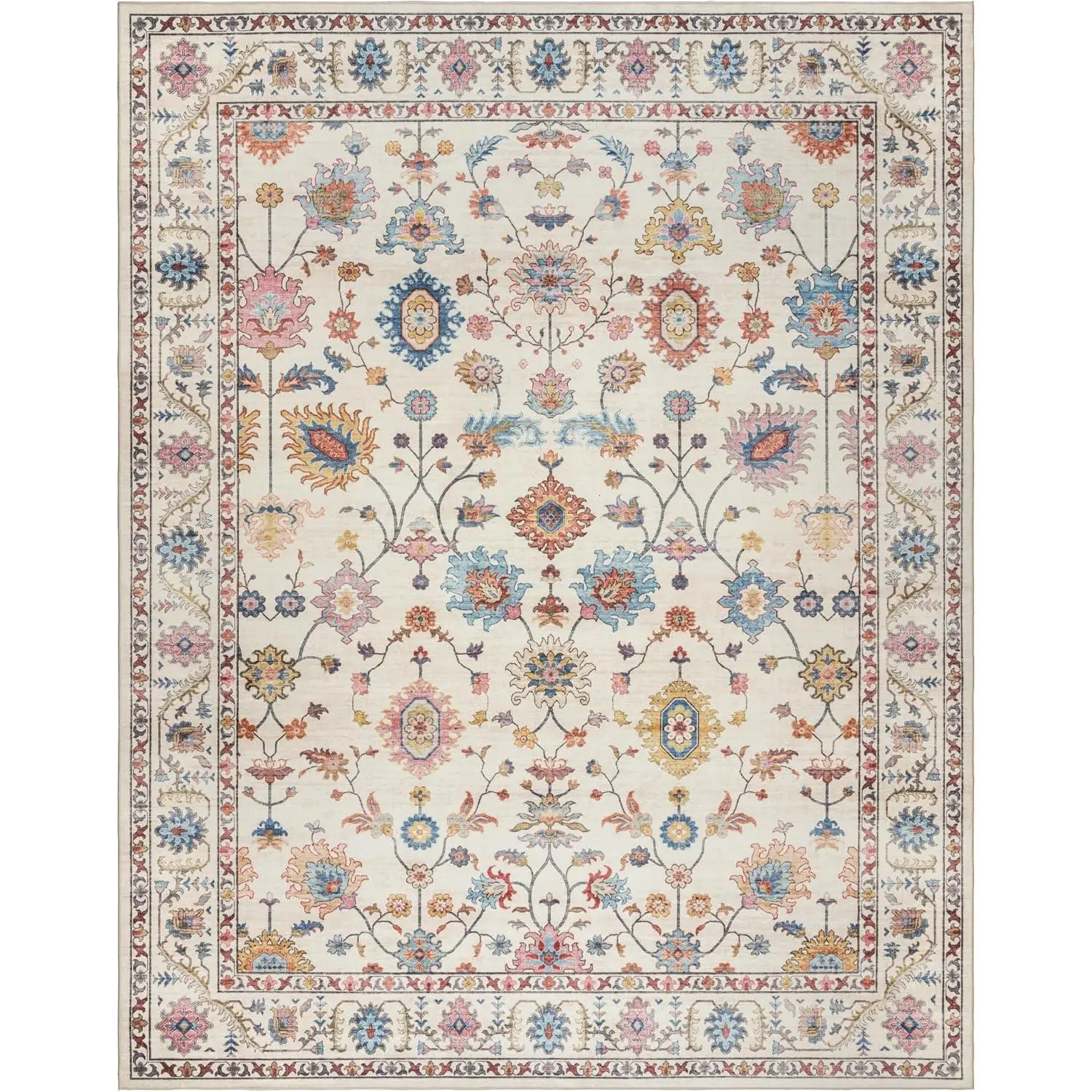 Boho Decorative Area Rug - 3x5 Small Indoor Rug, Non-Slip, Heavy-Duty, Ethnic/Moroccan/Ornamental Styles, Ideal for High-Traffic Bedrooms & Living Rooms, Boho Area Rugs, Decorative Area Rugs