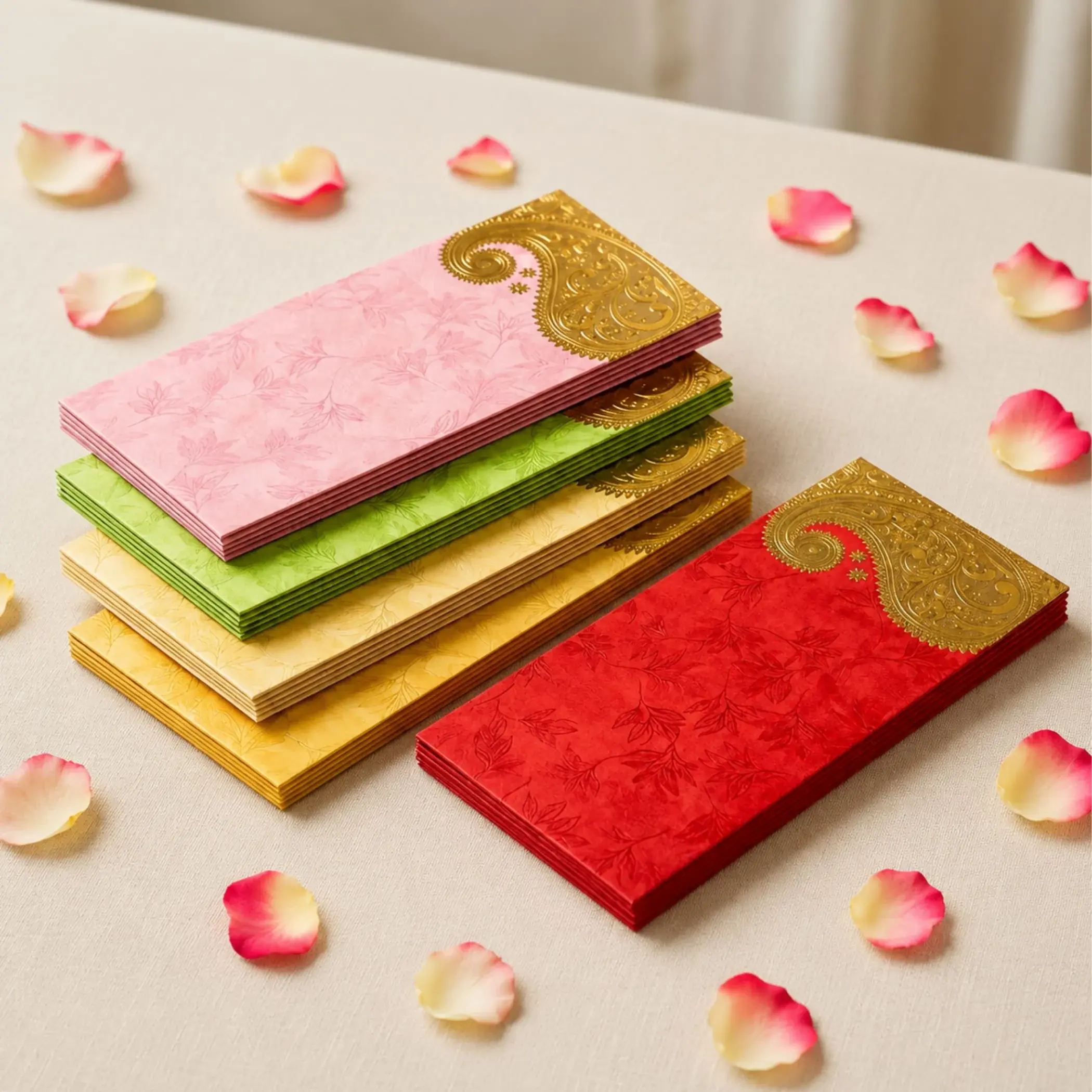 Luxurious Paisley Shagun Money Envelopes | Assorted Colors for Weddings, Diwali, Eid | Premium Cash Gift Presentation (Set of 25, 50, 100)
