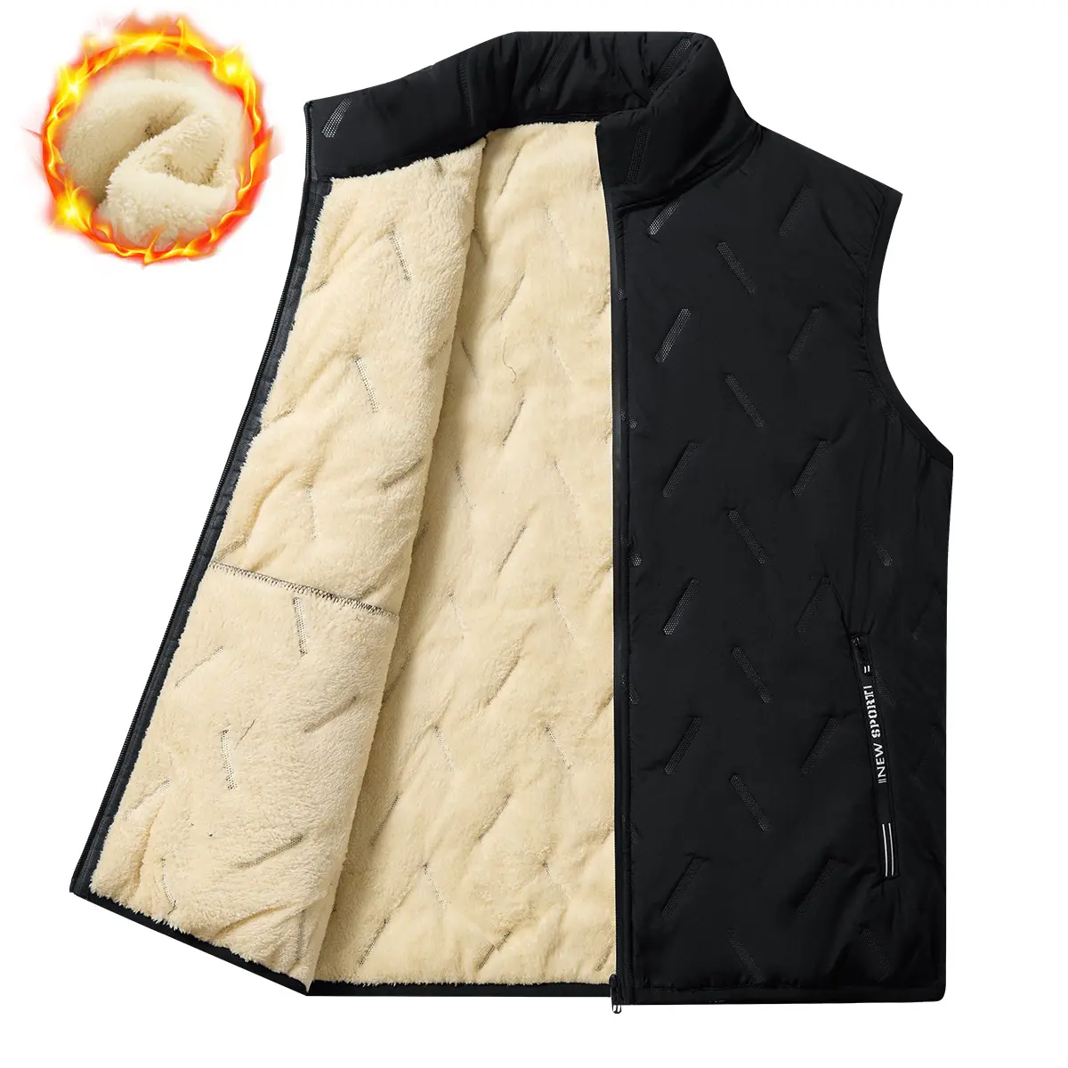 Men's Fitted Woven Gilet Vest, Thermal Padded Outdoor Body Warmer with a Fleece-Lined Stand Collar and Pockets, Outdoor Ready, None