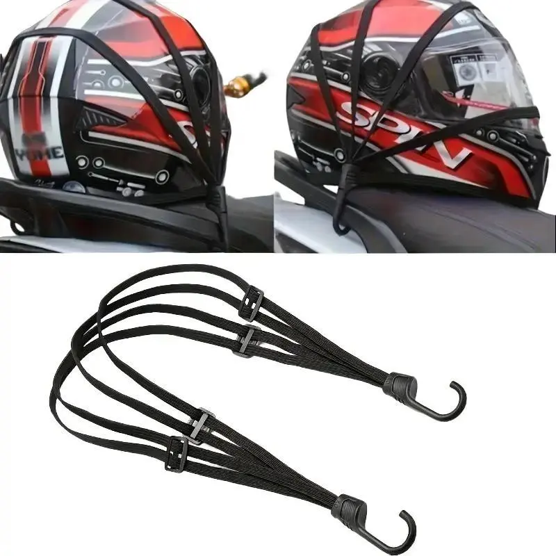 Bungee Cargo Net 2-Pack, Heavy-Duty Elastic Mesh Organizer with Hooks for Motorcycle Helmet Security & Luggage, Adjustable All-Seasons Accessory for Outdoor Riding, Cargo Net Hook, Bicycle Helmet, 2 Elastic Bungee Cargo Net Hook Ropes