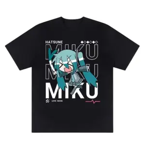 Hatsune Miku Graphic T-Shirt, Unisex Casual Loose Fit 100% Cotton Streetwear Tee, Breathable Short Sleeve Round Neck