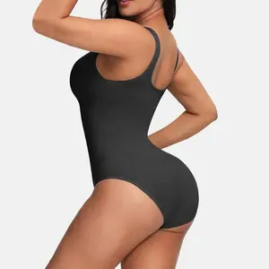 Women's Tummy Control Bodysuit With Round Neck, Wide Straps & Sculpting Thong