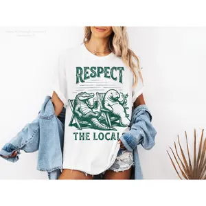 Respect The Locals Vintage T Shirt Everglades Florida Manatee Crocodile Shirt Gift Florida Everglades Lifestyle, Funny Florida Alligator Tee