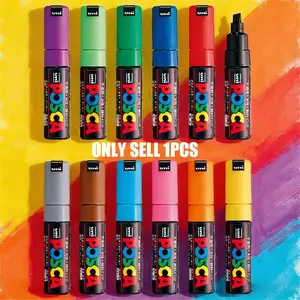 Posca POP Poster Waterborne Formula Pen, 1 Count Colorful Acrylic Marker, Advertising Pen, Large Head Graffiti Pen, Quick Dry Fluorescent Marker, Bold Strokes