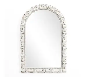 LuxenHome Distressed White Arch 36.02"H x 24.02"W Wall Mirror