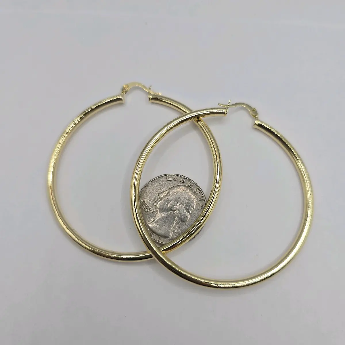 Hoops earrings medium zise gold-plated plain style GOLD-PLATED