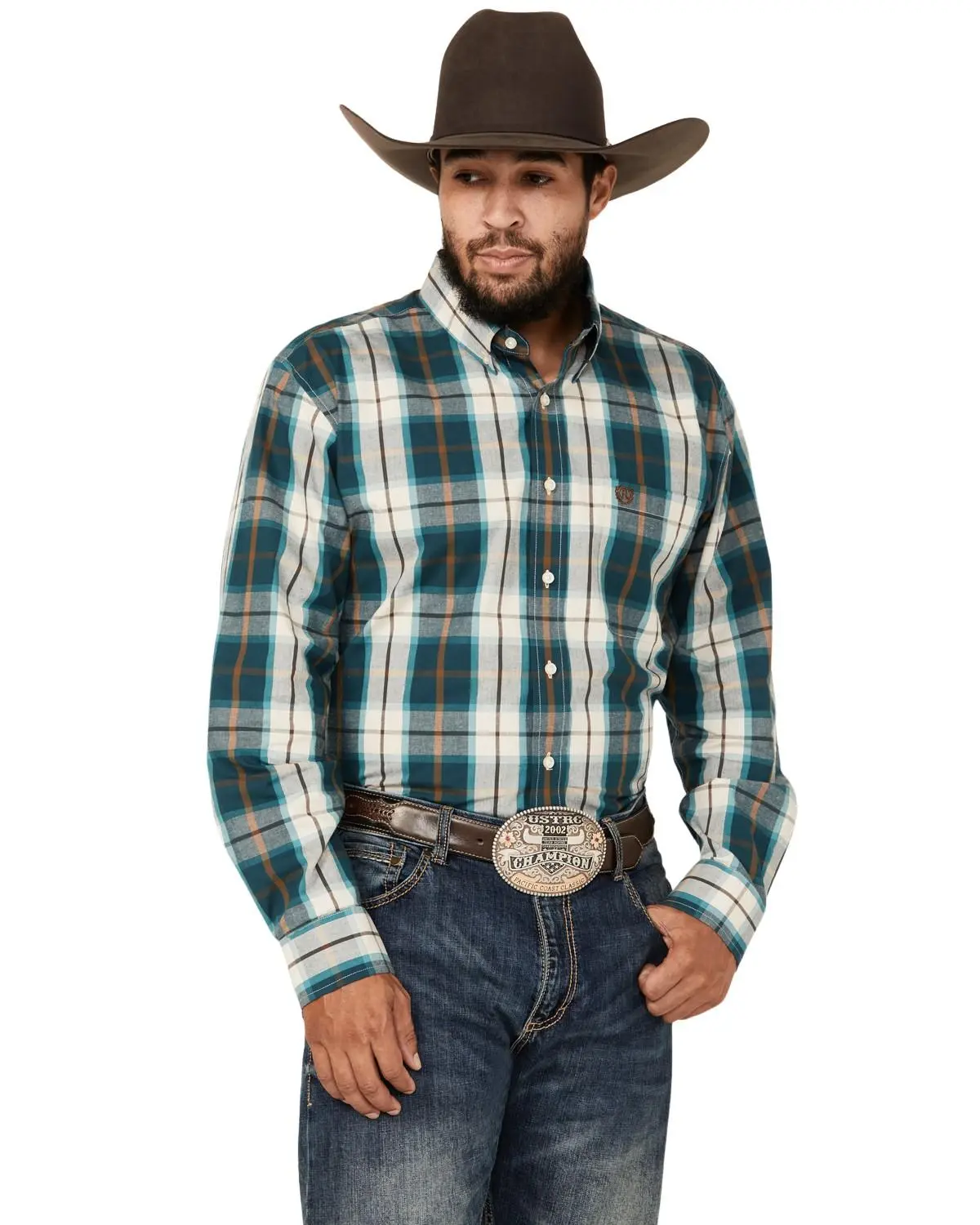Panhandle Men's Select Plaid Print Long Sleeve Button-Down Western Shirt - Pmn2s02614